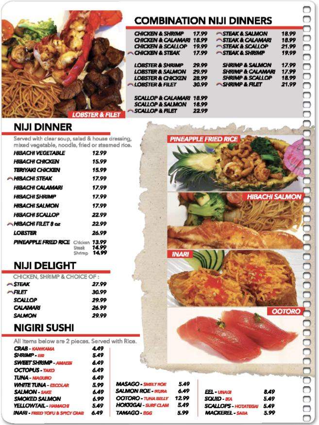 Menu | Niji Sushi Bar