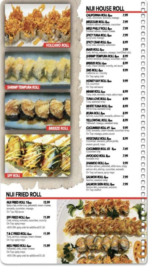 Menu | Niji Sushi Bar