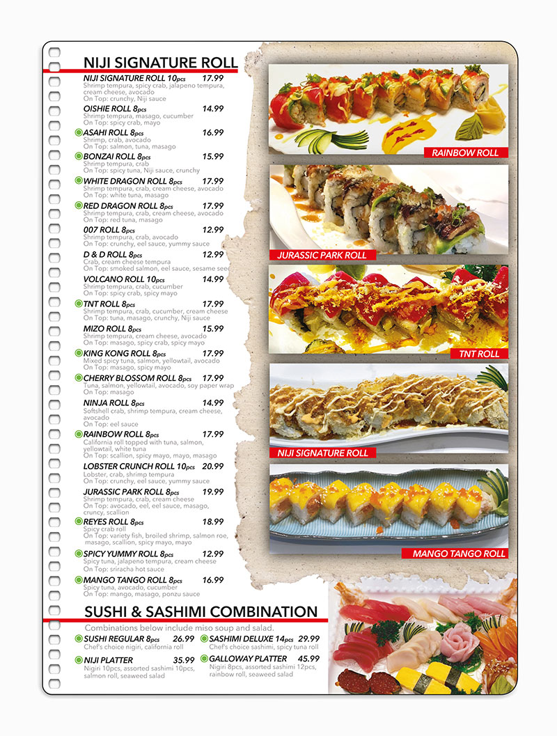 Niji Sushi Bar & Grill Menu