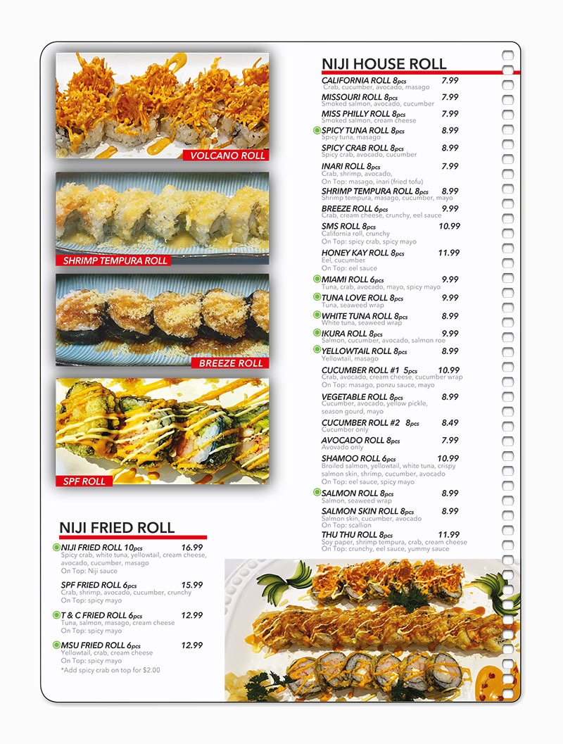 Niji Sushi Bar & Grill Menu